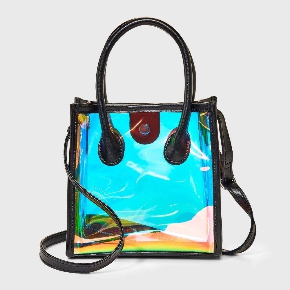 NWT Art Class Girls Mini Clear Iridescent Jelly Crossbody Bag